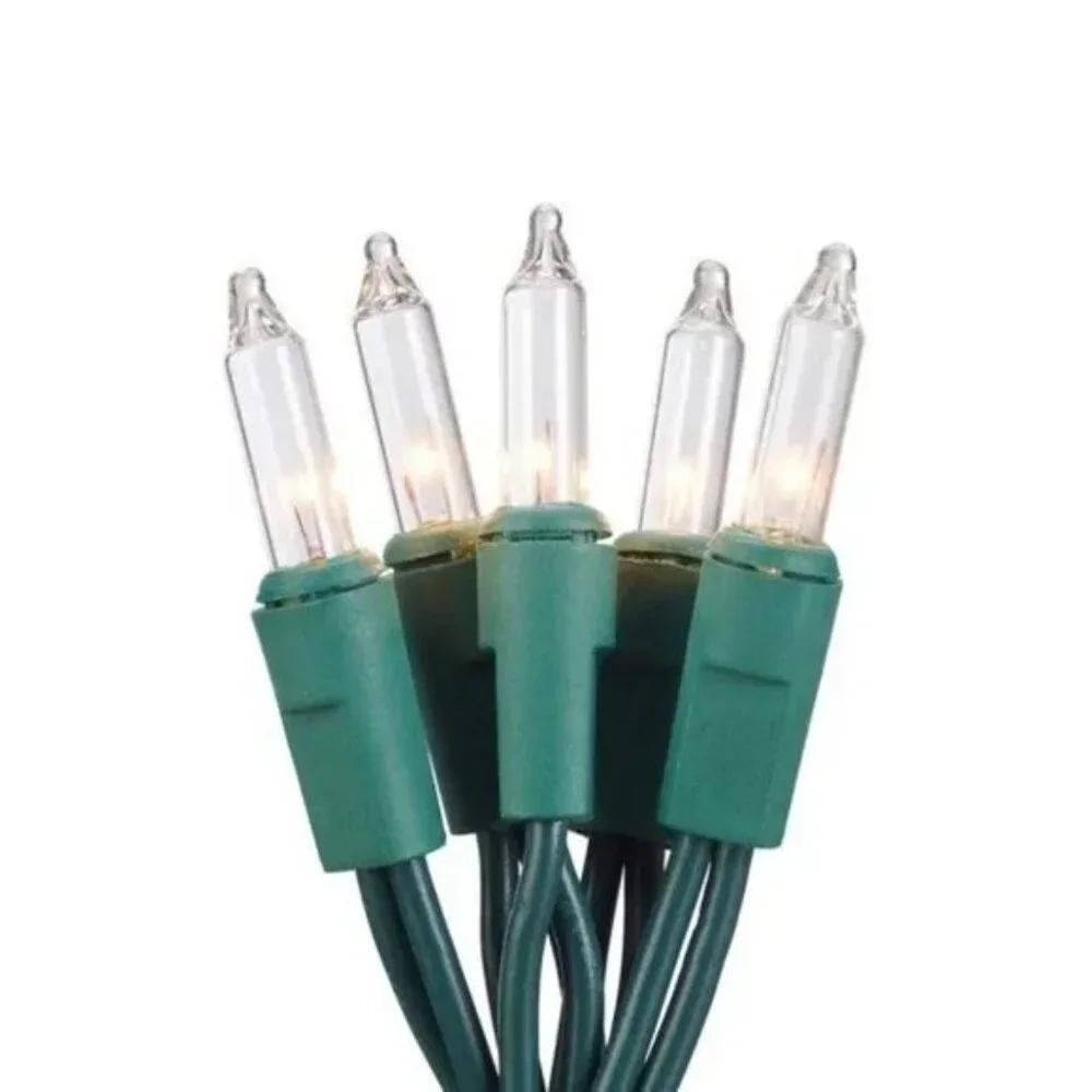 Holiday Time Clear 300 Mini Clear Lights Green Wire and 62.5 ft New in Box